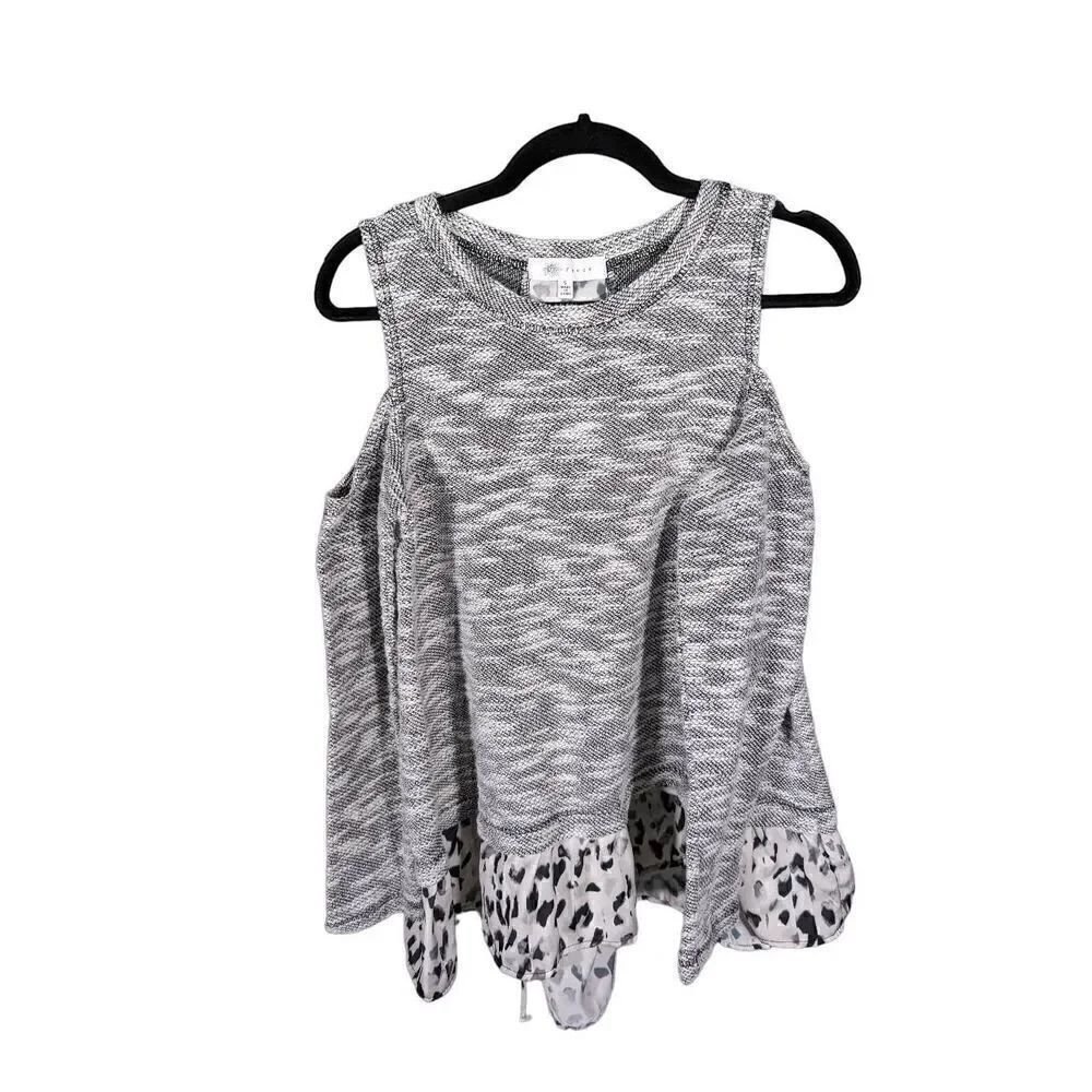Fever Sleeveless Top with Ruffled Animal Print Bottom Women's Small